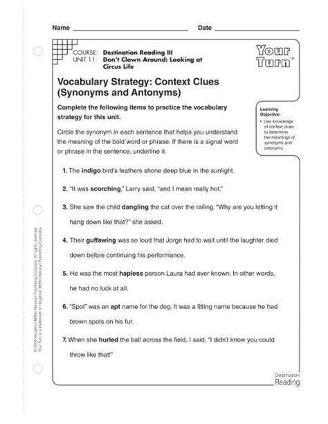 context synonym|synonym context clues practice.